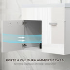 Wall-hung Bathroom Cabinet with Sink, 2-Door Cabinet with Soft-Close Hinges, 61x40x50cm, Glossy White