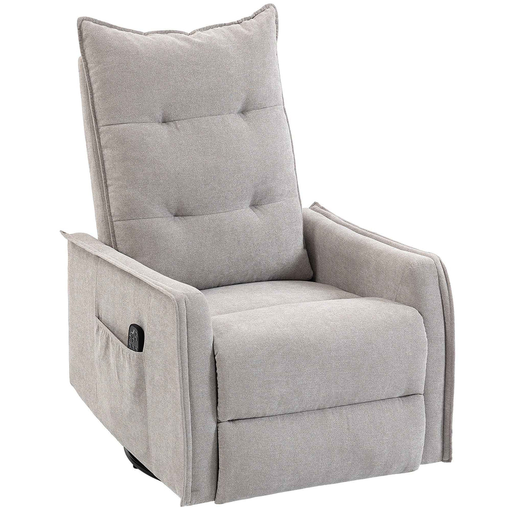 HOMCOM Relaxing Massage and Reclining Chair with Remote Control and Footrest, 71x93x99 cm, in Light Grey Chenille