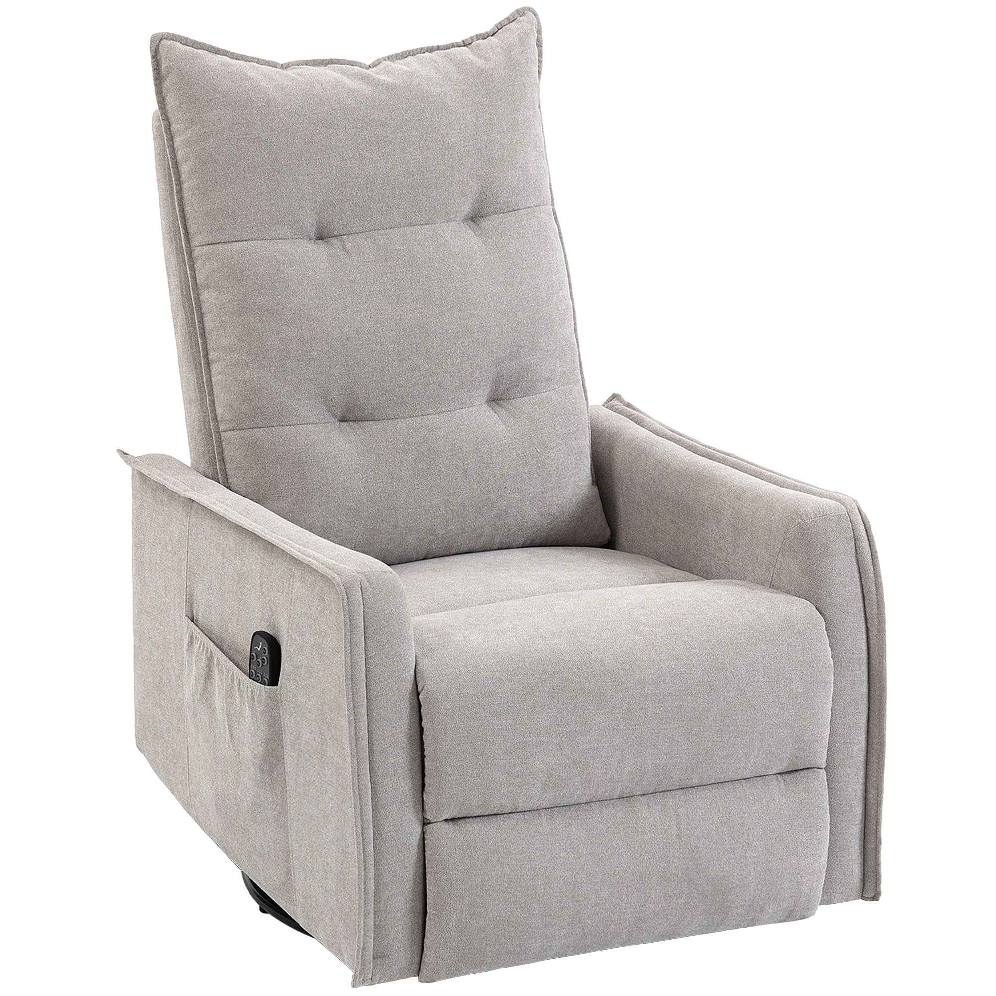 HOMCOM Relaxing Massage and Reclining Chair with Remote Control and Footrest, 71x93x99 cm, in Light Grey Chenille