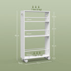 Space-Saving 3-Tier Kitchen and Bathroom Cart with Side Bars and Wheels with Brakes, White