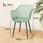 Outsunny Set of 4 Garden Chairs, with Diamond Backrest, Armrests, Green