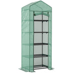 Outsunny 5-Tier Greenhouse with Zip Door, Steel and PE, 69x49x193 cm, Green