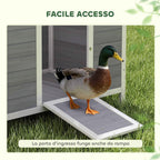 PawHut Duck House with Opening Roof, Windows and Ramp, Wooden, 93x70x72 cm, Multicolored