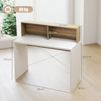 Modern PC Desk with Raised Top and 2 Shelves, in Chipboard, 110x50x102.6 cm, White, Brown and Walnut