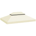 3x4m 2 Tier 600D Oxford Fabric Garden Gazebo Cover with Drainage Holes, Cream White