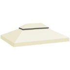 3x4m 2 Tier 600D Oxford Fabric Garden Gazebo Cover with Drainage Holes, Cream White