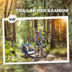 Kids Bike Trailer with 2 Seats, 2 Safety Belts, Steel Frame and Oxford Fabric Cover, Blue