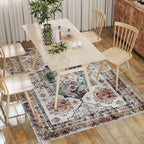 Vintage Non-Slip and Washable Short Pile Rug for Living Room and Bedroom, 230x160 cm, Multicolor