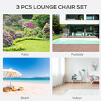 Outsunny Set 2 sun loungers and table with a shelf, in breathable fabric and metal, 59x169x66 cm, black - Borgè