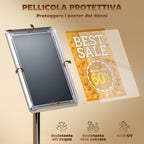 A3 Poster Display Easel with Adjustable Height and Inclination, Steel and Aluminium, Silver