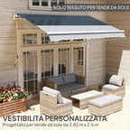 Outsunny Replacement Awning Cover for 4x3m Retractable Sun Shade Canopy in UV 50+ Polyester, Grey