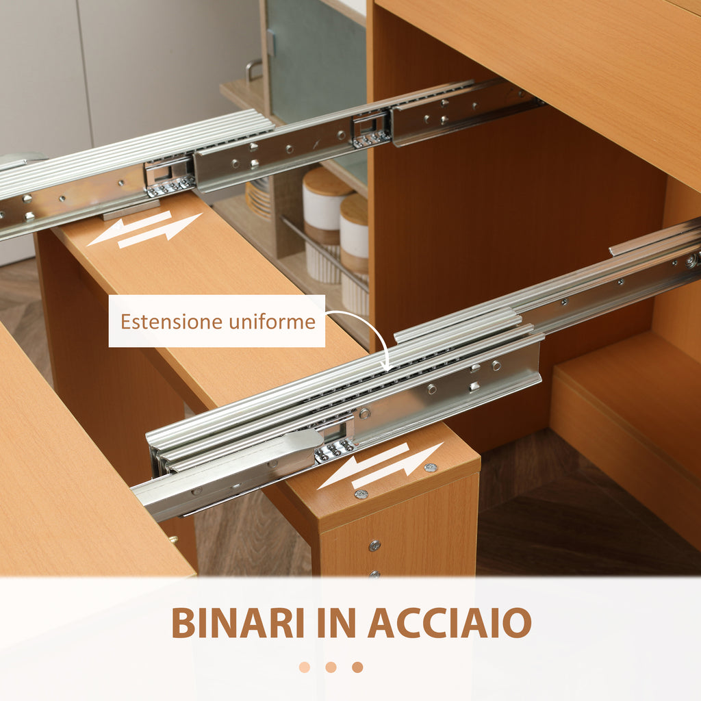 Folding Dining Table max 5 People in Chipboard and Steel, 84x180x100 cm, Wood Color