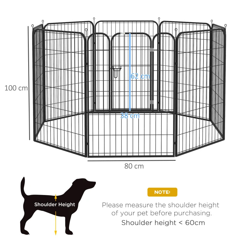 PAWHUT Modular fence for interior and outdoor dogs in metal and steel 8 panels 79x100cm - Borgè