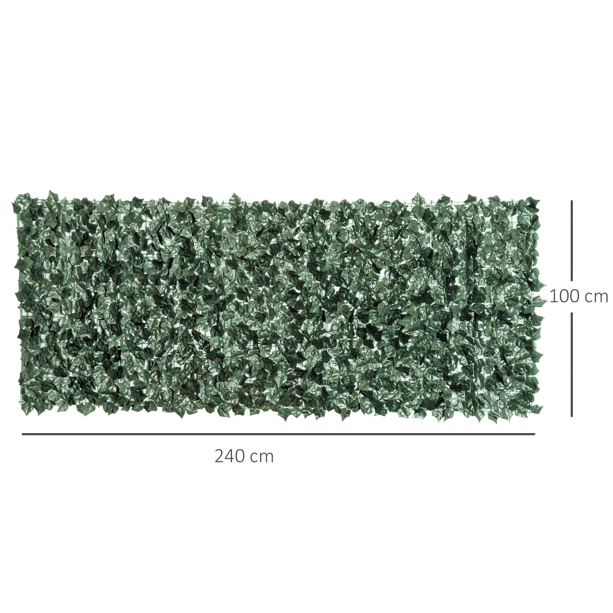 Outsunny Faux Ivy for Balcony in Anti-UV PE, Artificial Hedge Roll with Leaves, 240x100cm, Dark Green