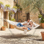 Garden Hammock with Cushion and Pocket, Polyester with Wooden Bars, 325x140x2.5 cm, Cream White