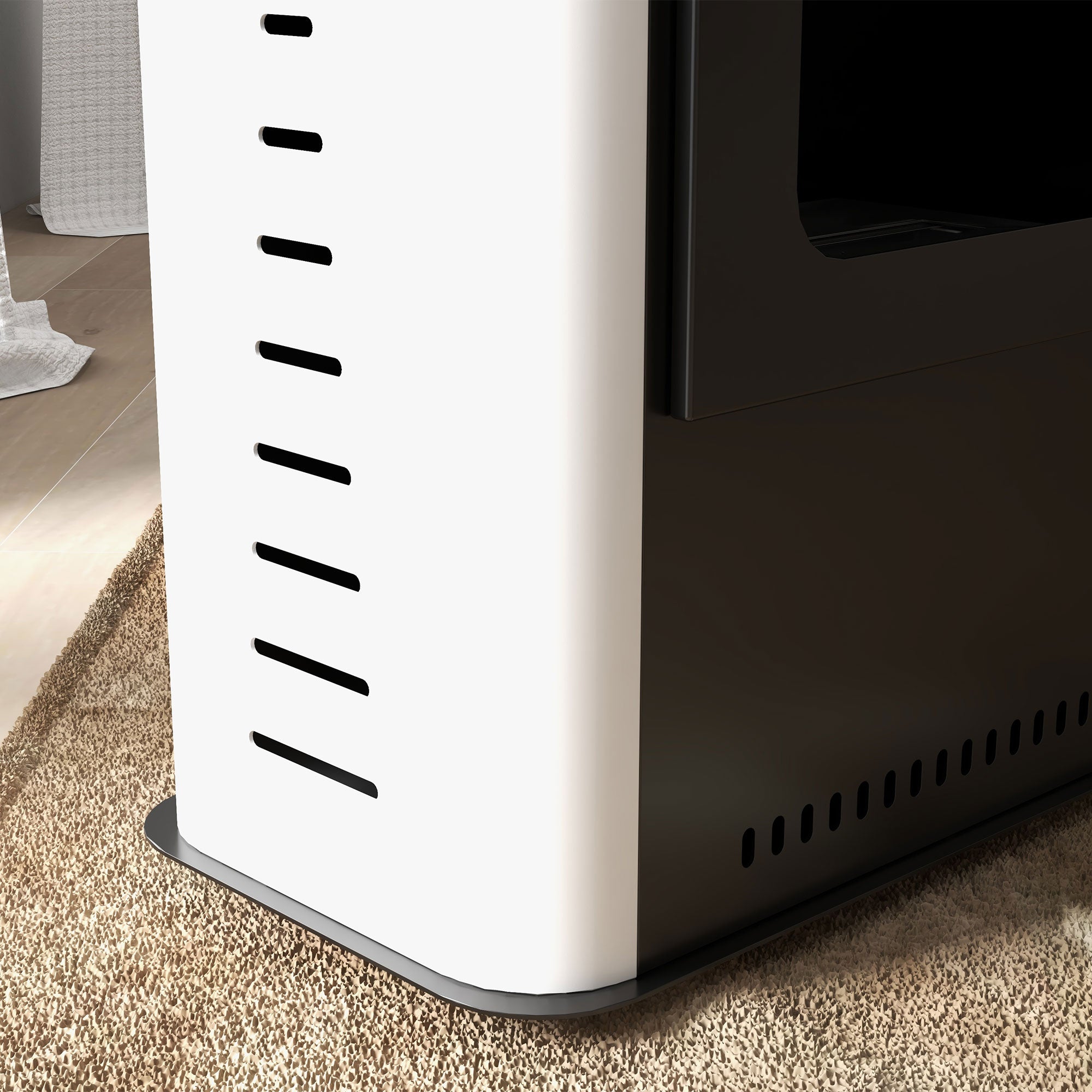 1.2L Floor-Standing Bioethanol Fireplace with Top Shelf, Steel, 50x27x82 cm, White and Black