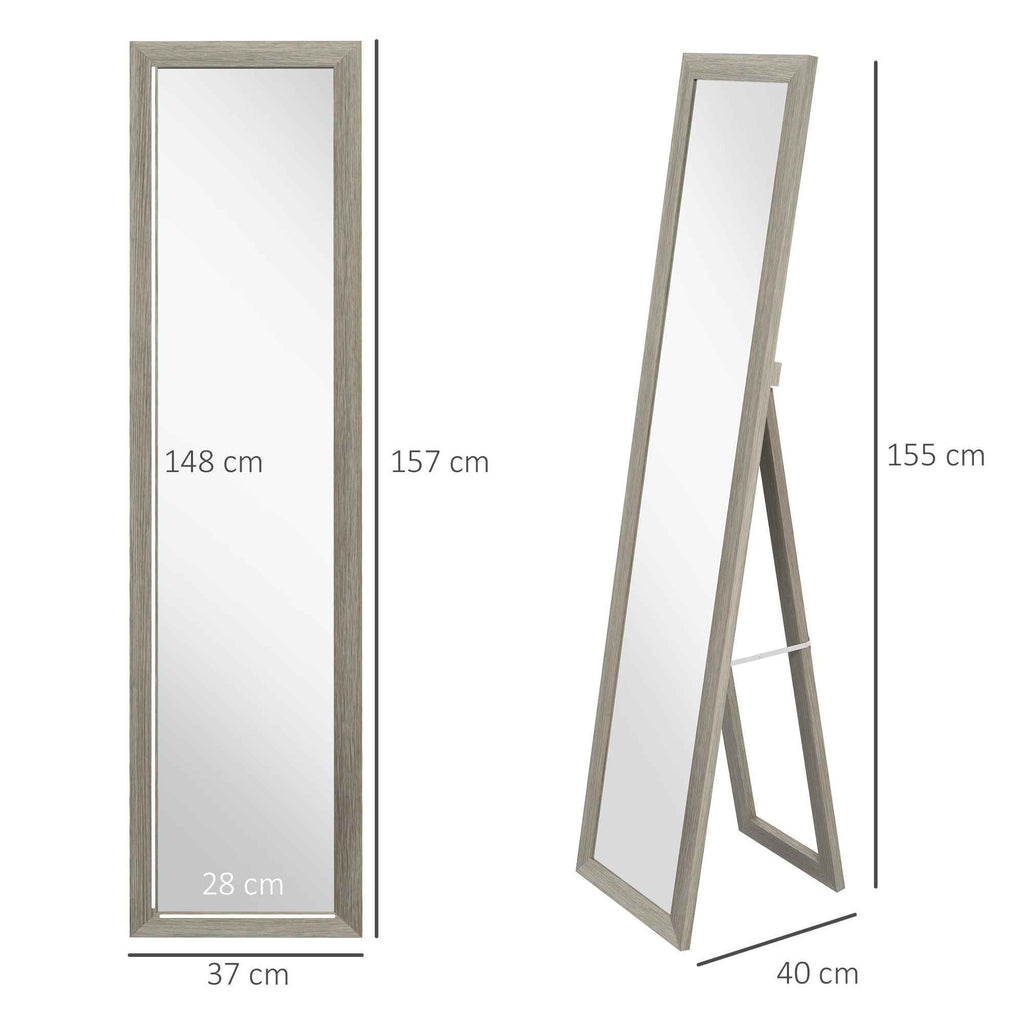 HOMCOM Modern Full-Length Floor Mirror, 37x157 cm, Grey