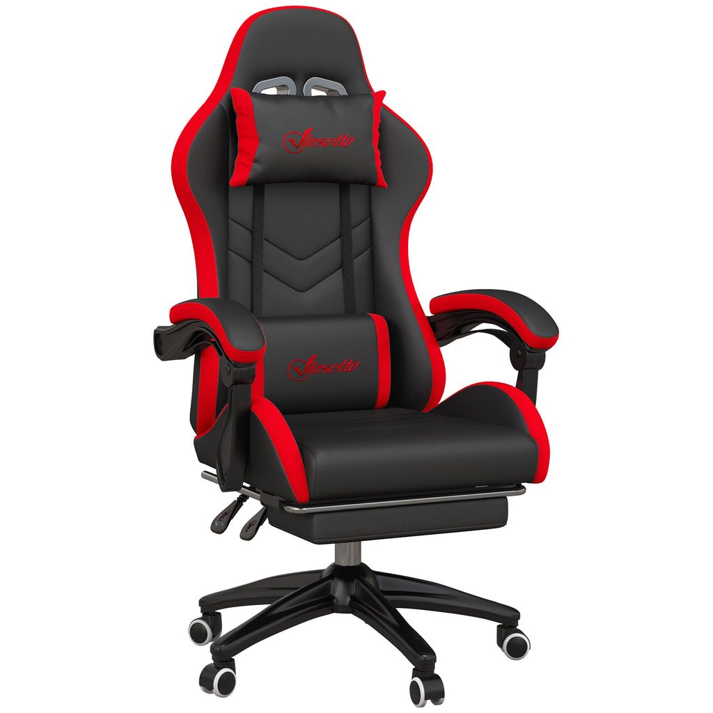 Gaming Chair with Adjustable Height and Reclining Backrest, 65x65x121-129 cm, Black and Red
