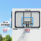 SPORTNOW Wall Basketball Hoop with Unbreakable Backboard and Steel Rim, 113x61x73 cm