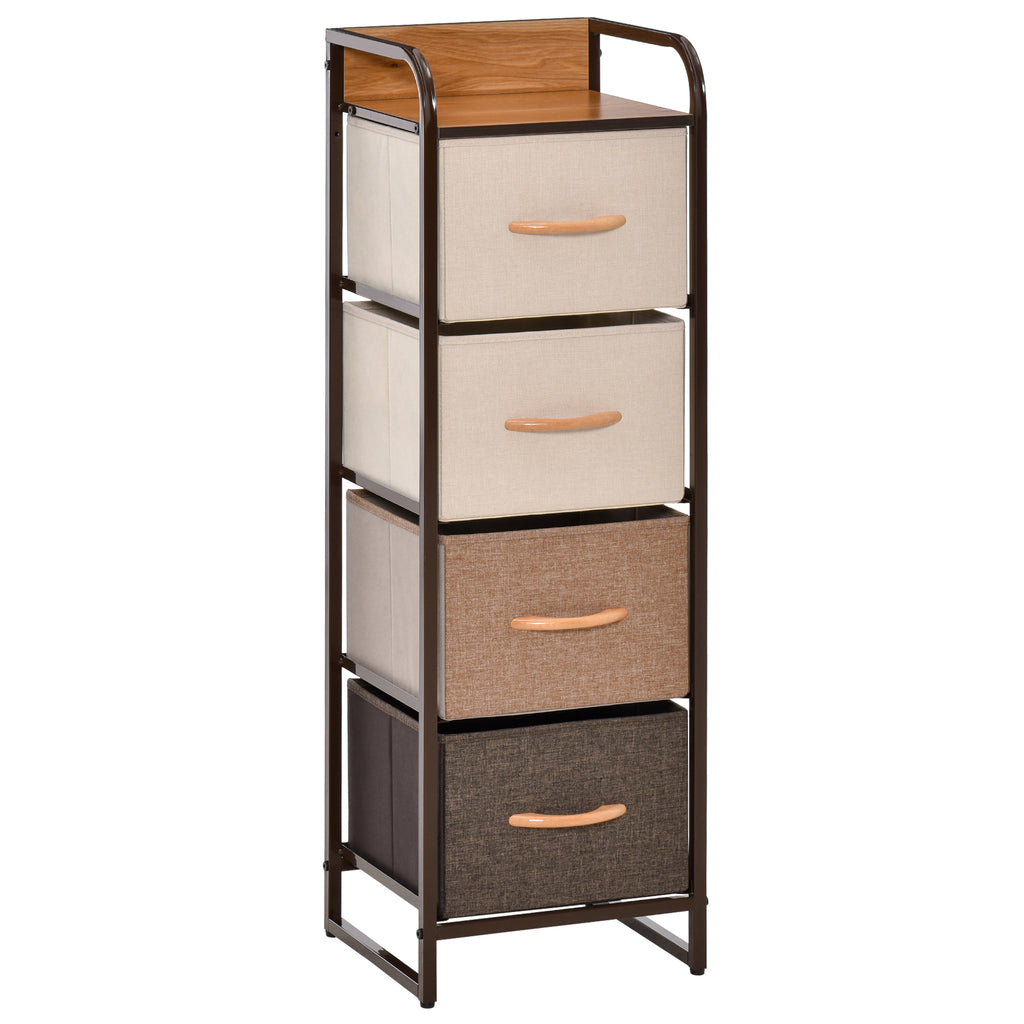 HOMCOM 4-Drawer Folding Chest of Drawers in Fabric and Wood and Metal Structure, 31x29x99 cm, Multicolor
