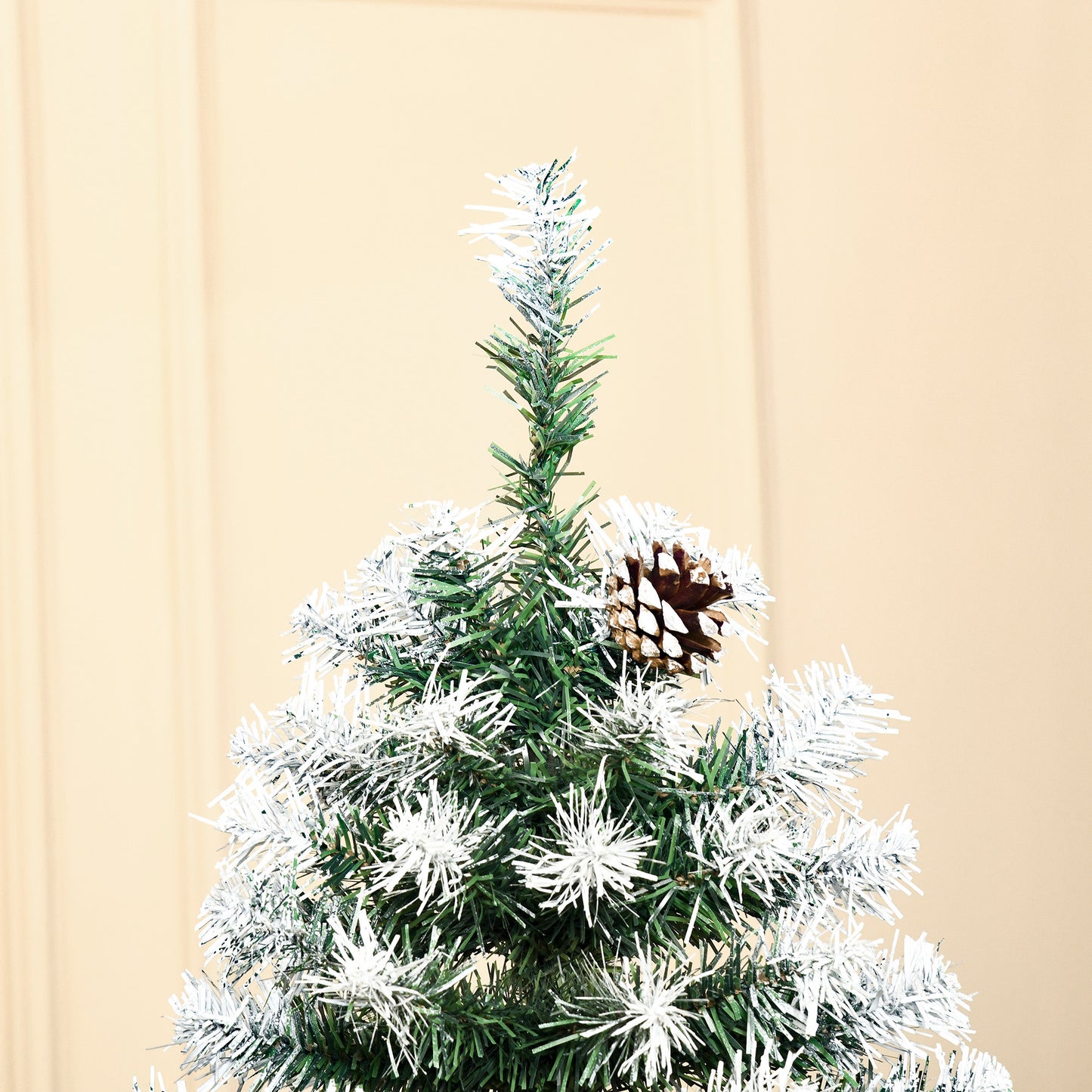 CHRISTMAS TREE - 180cm Artificial Snowy Christmas Tree with 800 Branches and Pine Cones, Automatic Opening and Folding Base, Green