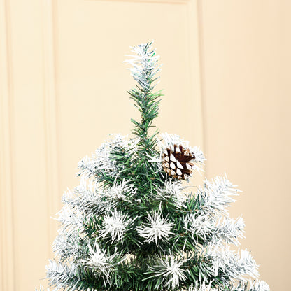 CHRISTMAS TREE - 180cm Artificial Snowy Christmas Tree with 800 Branches and Pine Cones, Automatic Opening and Folding Base, Green