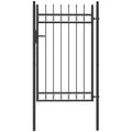 Garden Gate with 2 Posts with Handle, Padlock and 3 Keys, in Galvanized Steel, 105x204 cm, Black