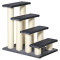 PawHut 4-Step Plush Dog and Cat Ladder with Sisal Scratching Posts, Grey