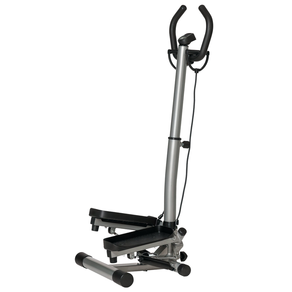 Stepper with Adjustable Handlebar, LCD Monitor and Elastic Bands, 55x53x118-128cm, Black