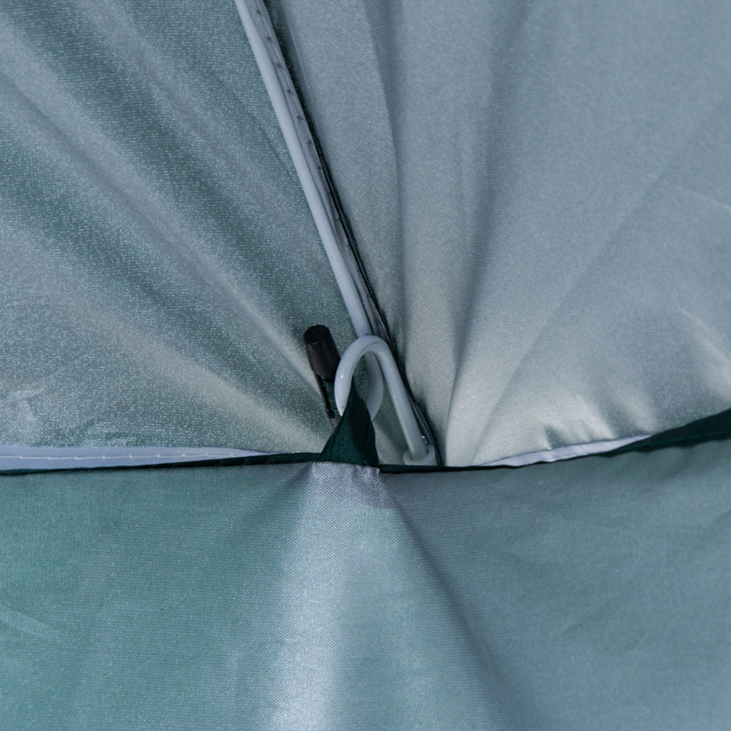 Outsunny 2x2m Beach and Garden Umbrella with Awning, Polyester and Metal, Green and White