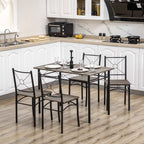 HOMCOM Dining Table with 4 Chairs, 5-Piece Set in MDF and Metal for Dining Room, Kitchen, Living Room and Bar
