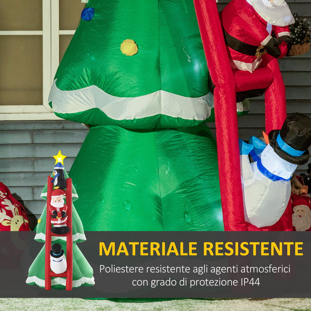 Inflatable Christmas Tree with Santa Claus and LED Lights, Inflator Included, 162x125x247cm
