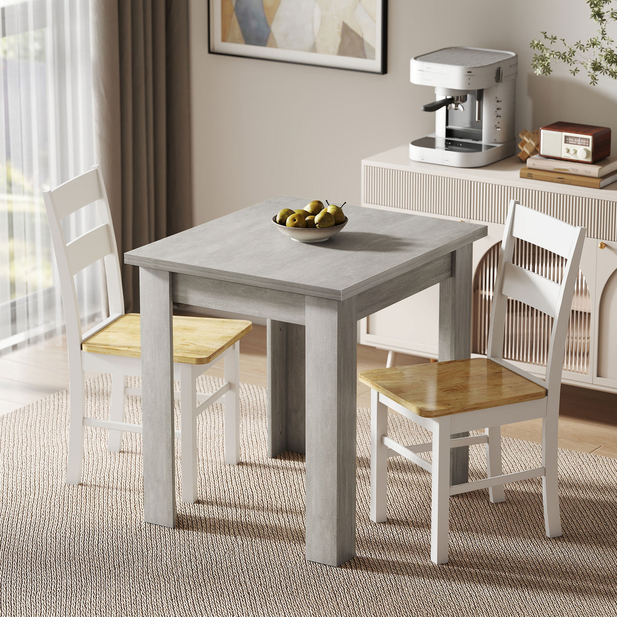 HOMCOM Extendable Dining Table for 4-6 People in Wood and Steel, 140x80x77.5 cm, Grey and Wood Color