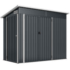 Outsunny Steel Garden Shed with 3 Lockable Doors, 234x132x185 cm, Dark Grey