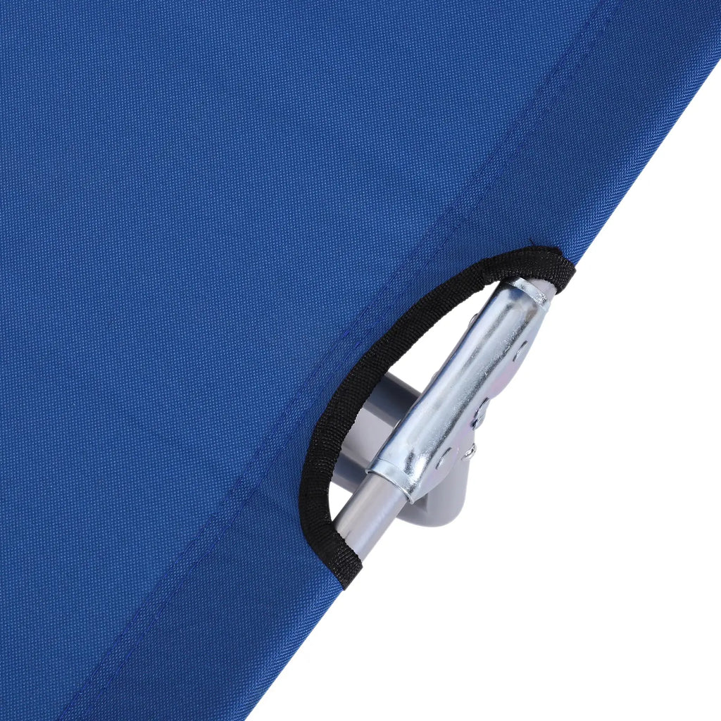 Garden Sun Lounger, Folding and Adjustable Deck Chair with Blue Fabric Canopy, 187x58x36cm - Borge' Group Limited