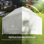 Outsunny 10x5 m Garden Tent with 10 Removable Side Walls, in PE and Galvanized Metal, White
