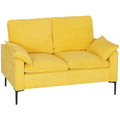 Modern 2-Seater Sofa with Cushions and Terry Fabric Upholstery, 130x77x84 cm, Yellow