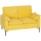 Modern 2-Seater Sofa with Cushions and Terry Fabric Upholstery, 130x77x84 cm, Yellow