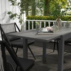 Extendable Garden Table for 4-6 People with Slatted Top, Aluminum, 81/162x80x75 cm, Grey
