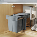 Pull-Out Under-Sink Waste Bin with Two 20L Buckets, 52 x 33.5 x 41 cm, Grey