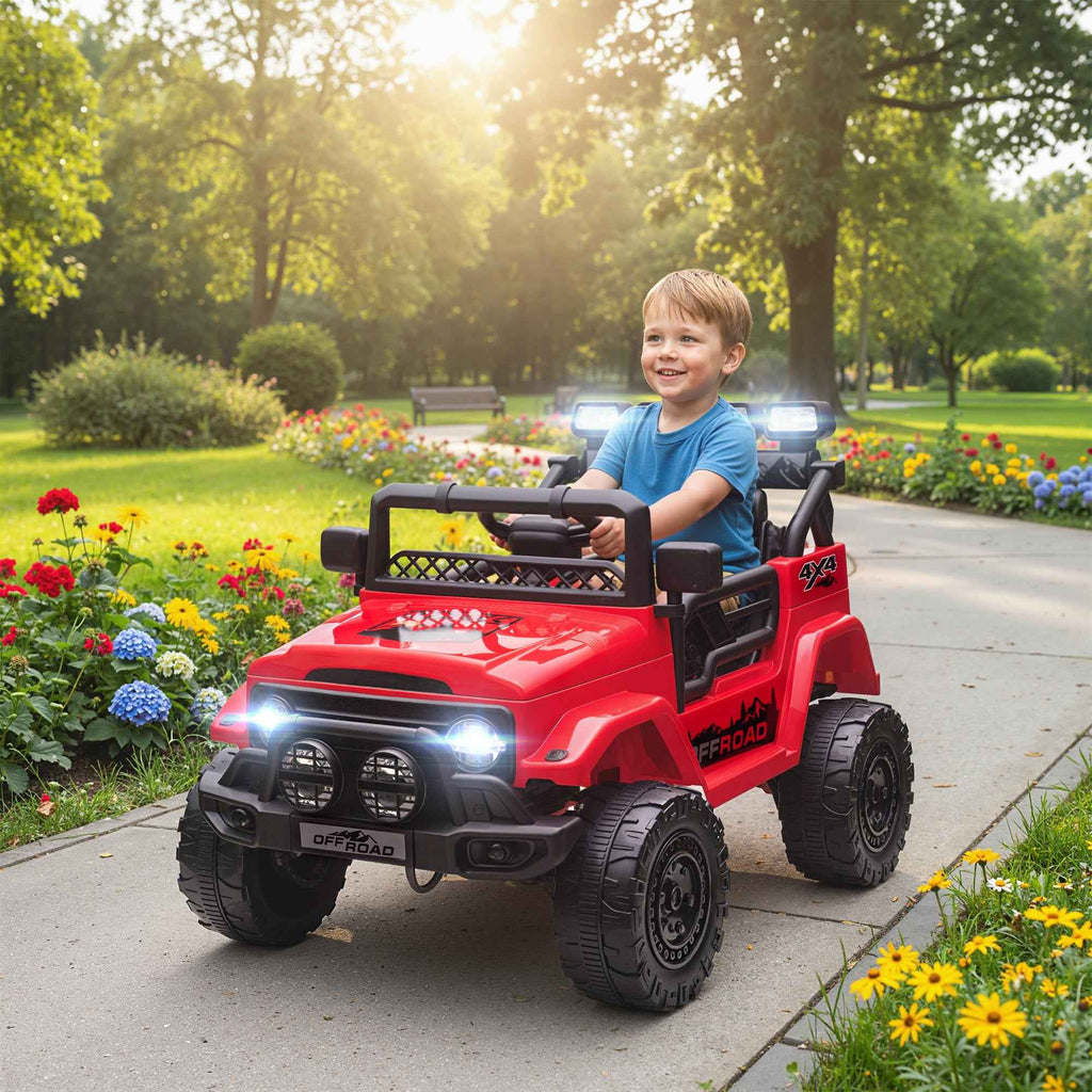 AIYAPLAY Children's Off-Road Vehicle with Lights, Horn, Belt and Remote Control, Made of PP and Metal, 99x66x68.5 cm, Red