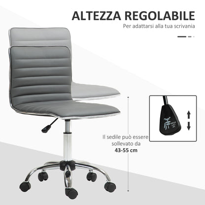 Ergonomic PU Leather Office Chair with Adjustable Height, Swivel Seat and Wheels, Dark Grey