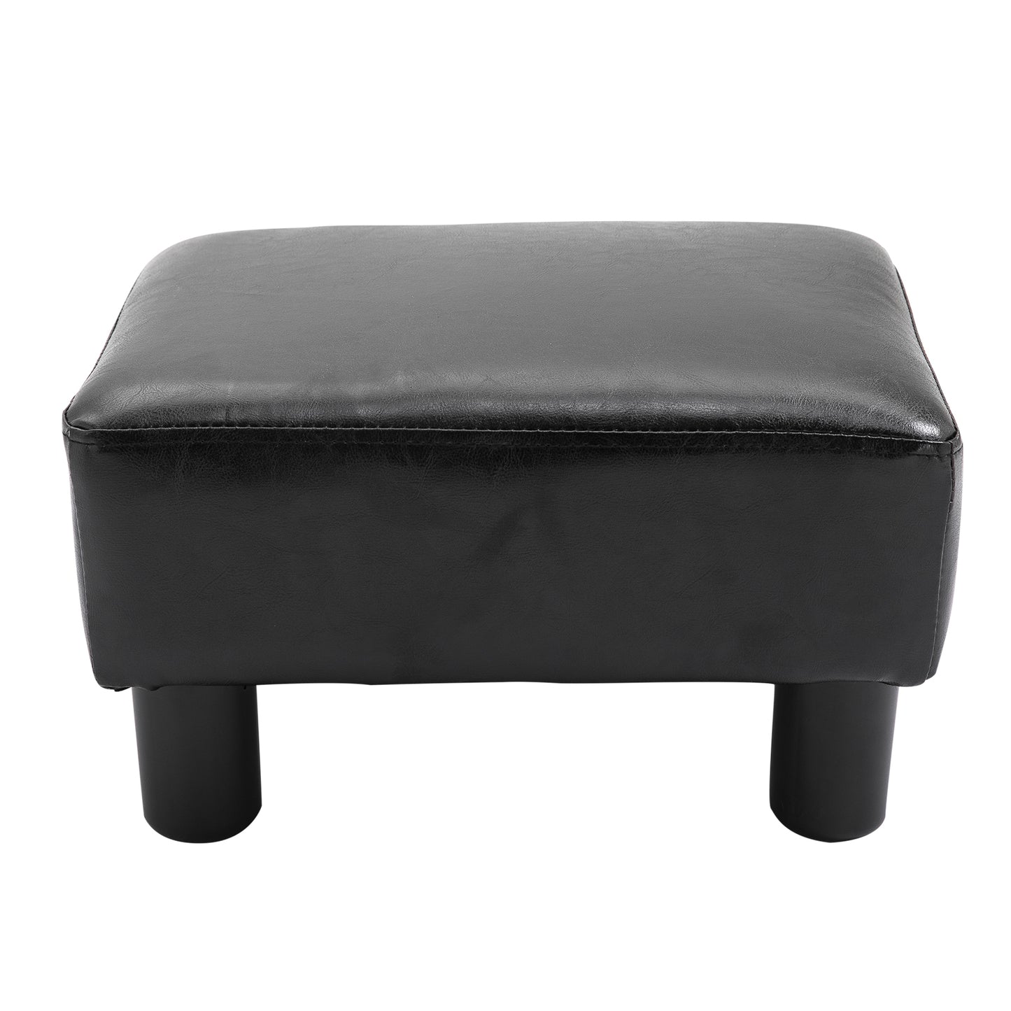 Rectangular Footstool Padded and Covered in Black Eco-Leather, 40x30x24 cm, Max. 100kg, for /Living Room/Entrance - Borgè