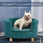 Padded Dog Sofa with Backrest and Removable Cushion, Indoor Cat Bed, 65x64x37 cm, Green - Borge' Group Limited