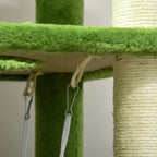 Cat Tree for cats with hammock, ball and Scratch Pole, 49x49x142cm, green - Borgè