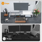 Monitor Stand with 2 Wooden Storage Compartments, 100x27x15 cm, White