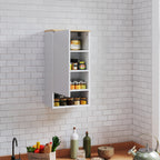 Wall Mounted Bathroom Cabinet with Adjustable Shelves and Open Shelf in Wood and MDF, 40x27x77 cm, White