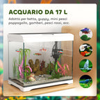 Goldfish Aquarium 17L with LED Lights, Water Pump and Filter System, 35x21x31 cm, White
