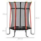 Children's Trampoline with Hinged Entry and Padded Poles, Ø163.5x190 cm, Red