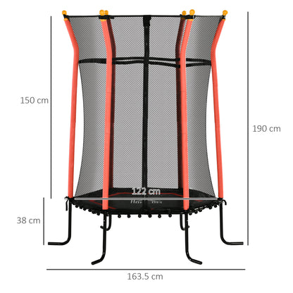 Children's Trampoline with Hinged Entry and Padded Poles, Ø163.5x190 cm, Red